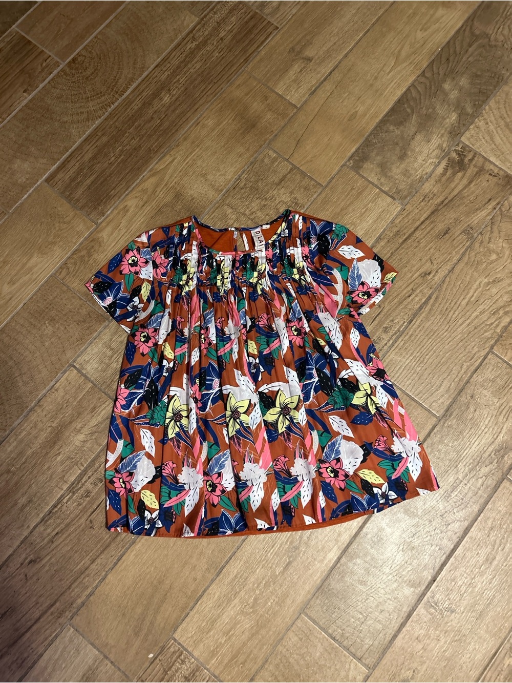 Anthropologie Dolan Short Sleeve Top Blouse Women Size Medium Orange Multicolor - Picture 4 of 4